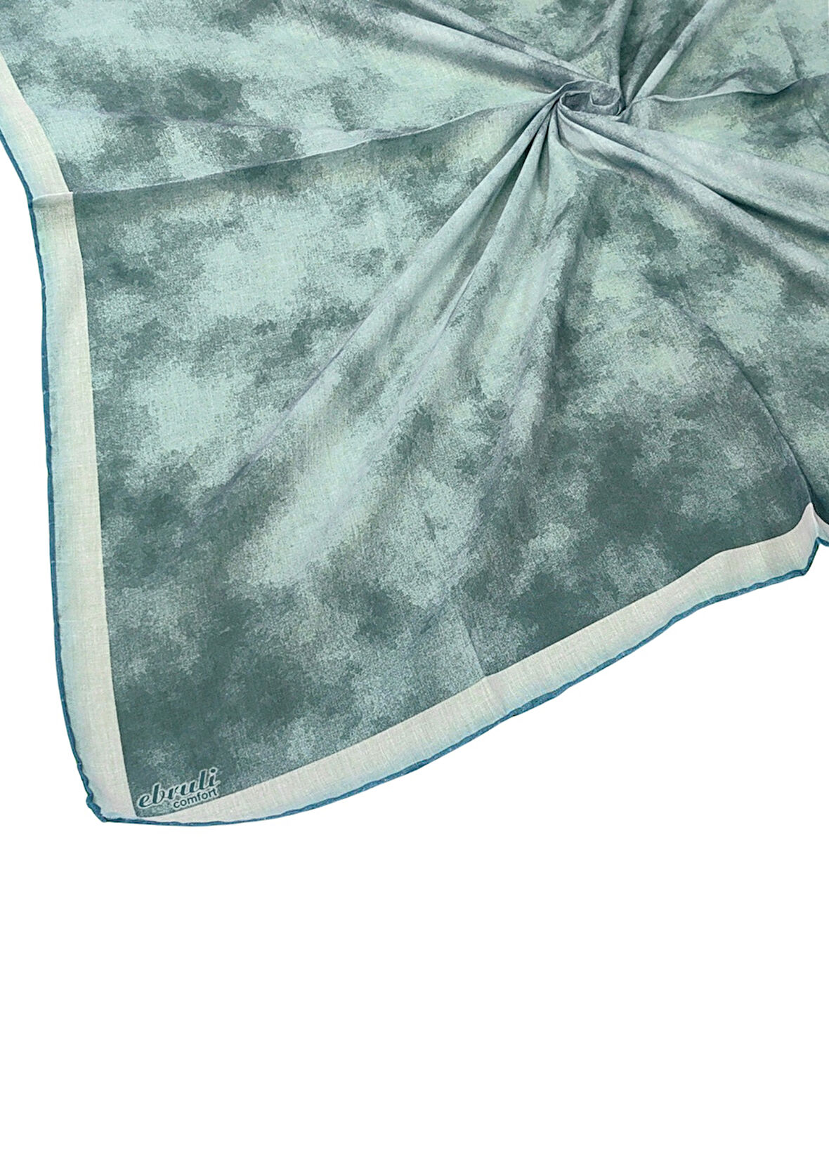 Ebruli Soft Pamuklu Desenli Eşarp - 95x95 cm