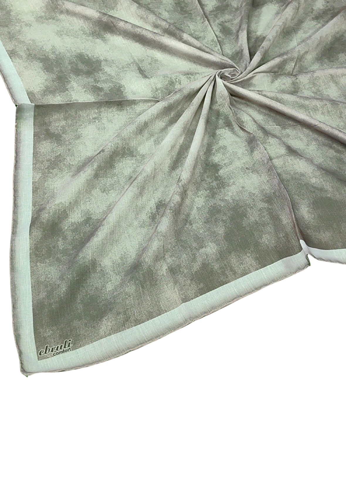 Ebruli Soft Pamuklu Desenli Eşarp - 95x95 cm