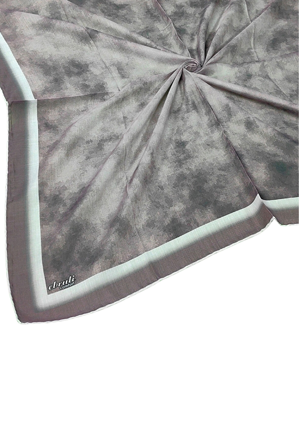 Ebruli Soft Pamuklu Desenli Eşarp - 95x95 cm