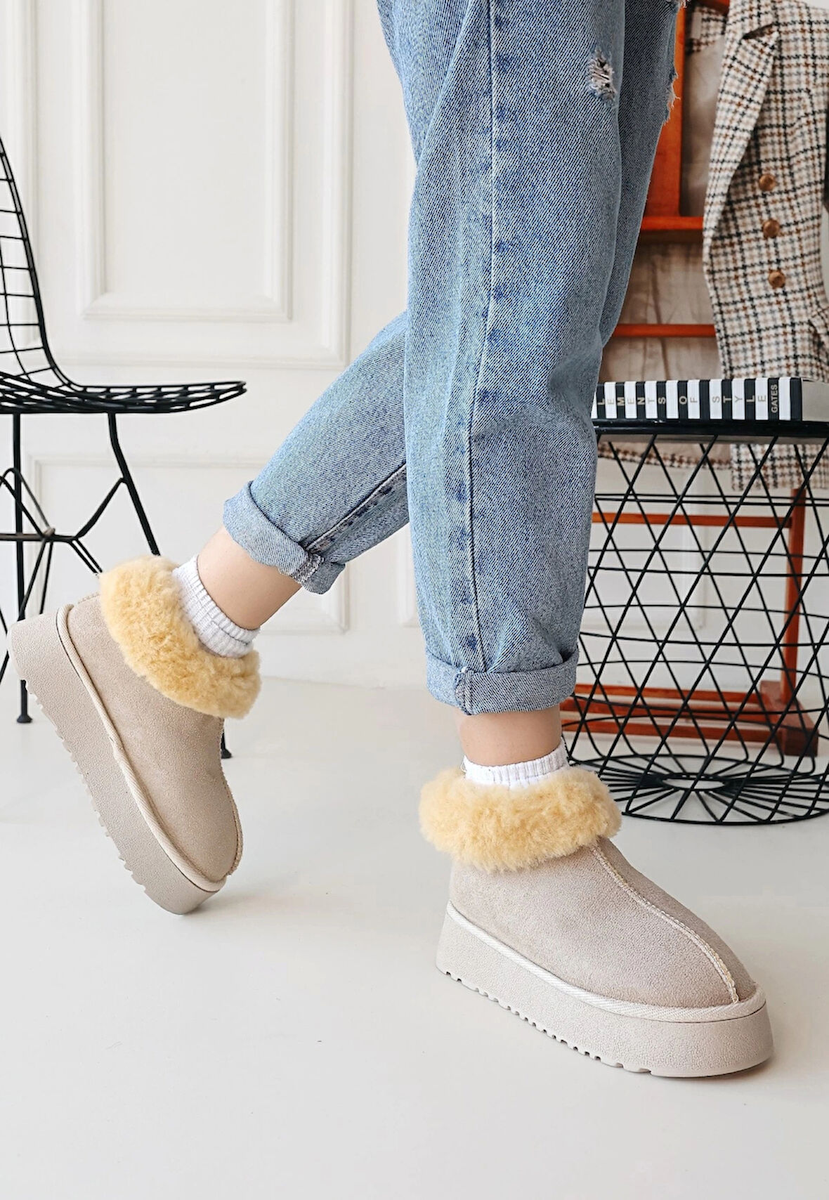 BİÇOMİ Edali Bej Süet Bot