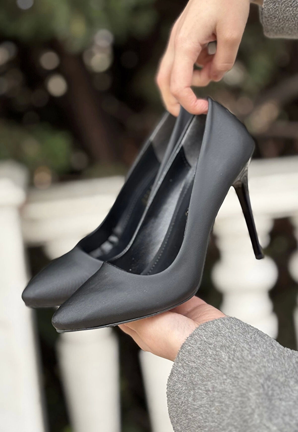 BİÇOMİ Hillar Siyah Saten Stiletto Ayakkabı