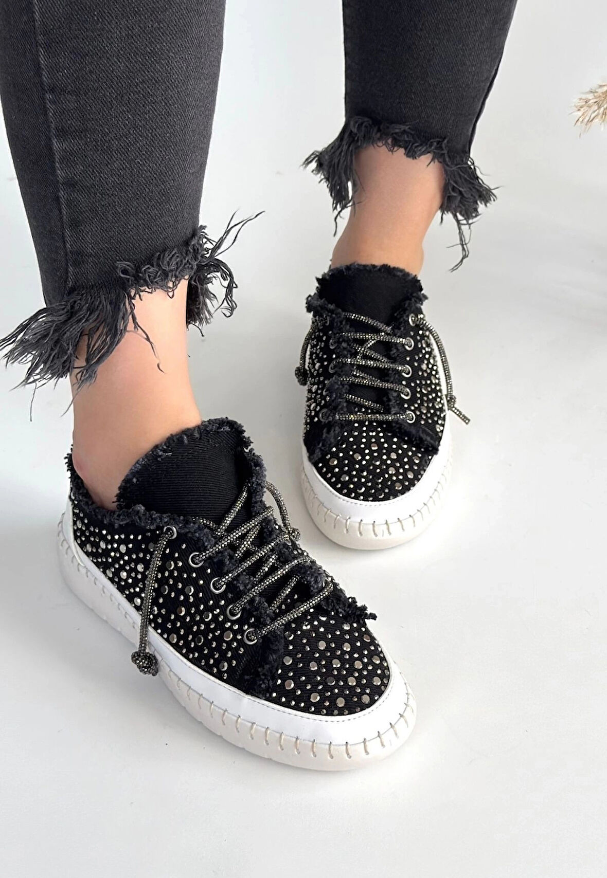 BİÇOMİ Guji Siyah Kot Bağcıklı Spor Ayakkabı