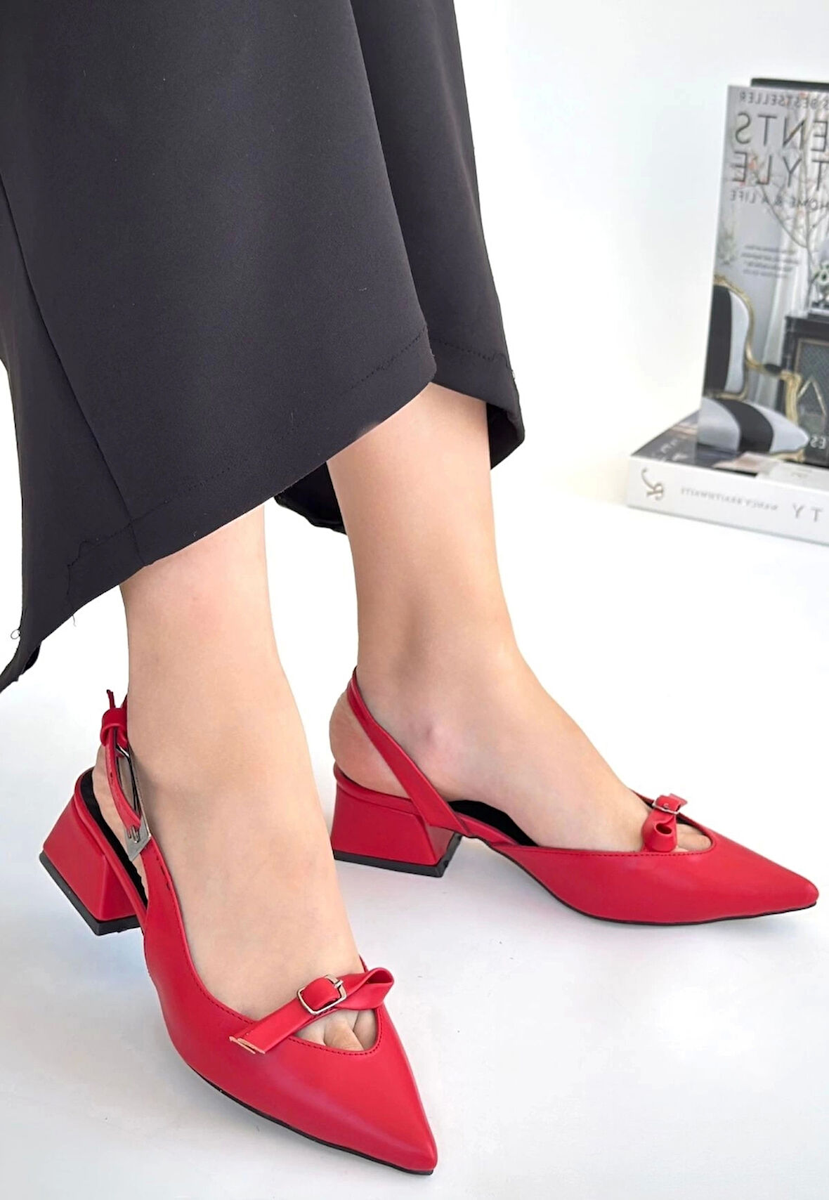 BİÇOMİ Rewat Kırmızı Cilt Topuklu Ayakkabı