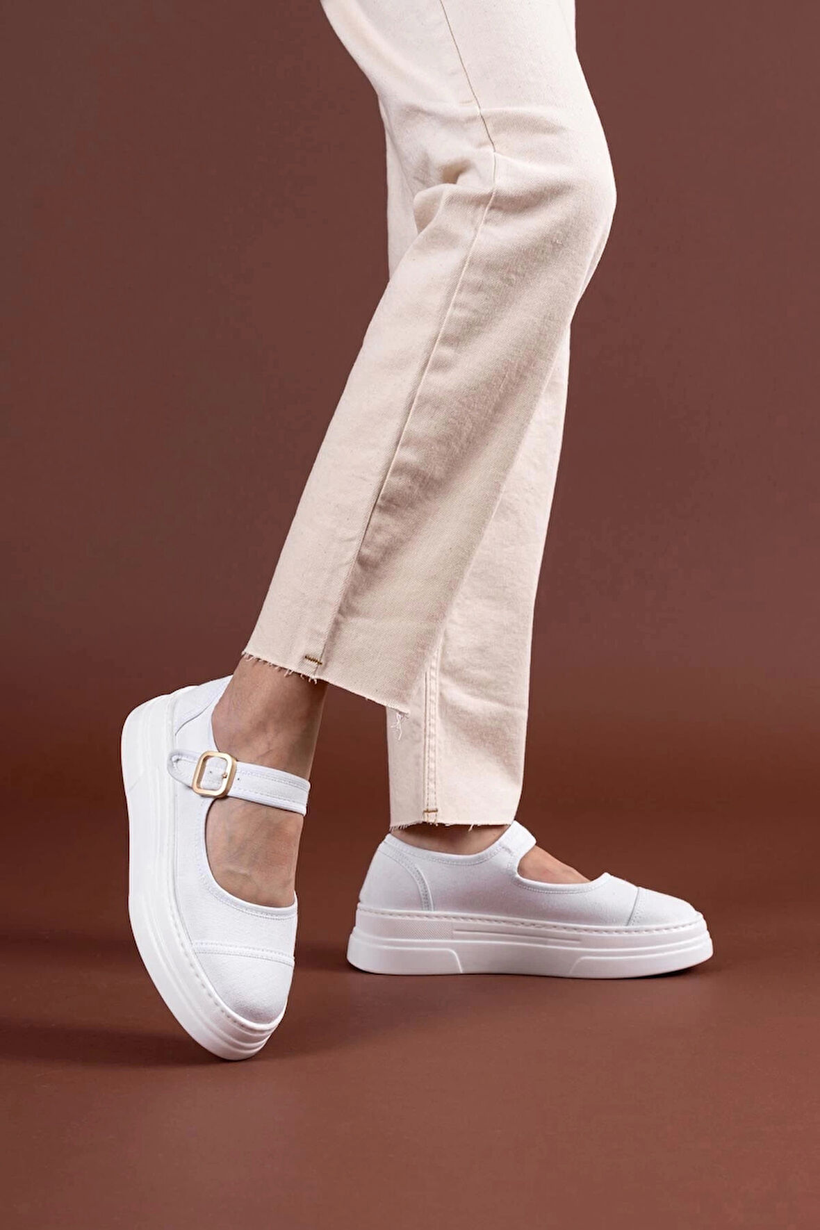 BİÇOMİ Lunni Beyaz Keten Spor Ayakkabı