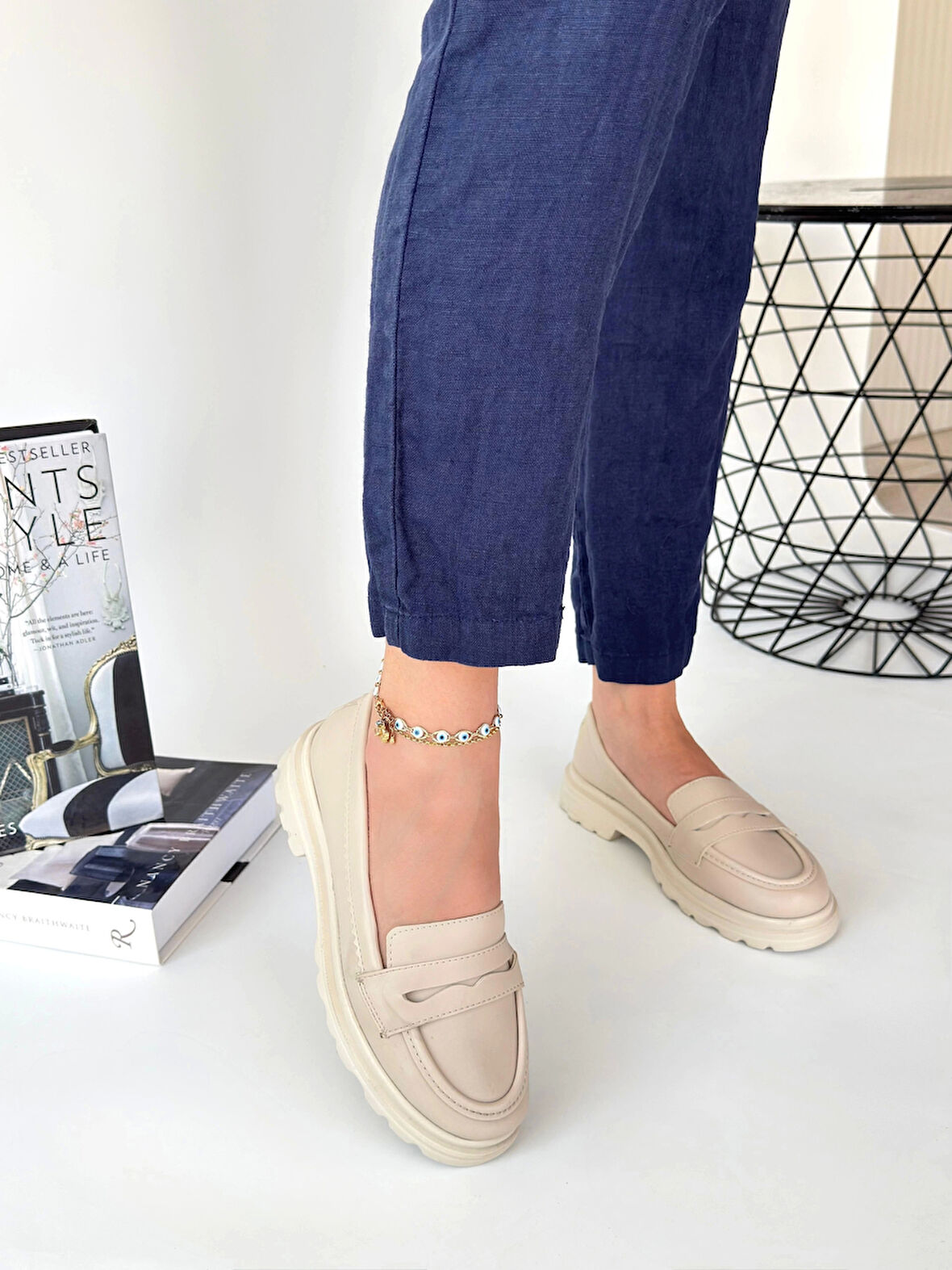 BİÇOMİ Narli Bej Cilt Oxford Ayakkabı