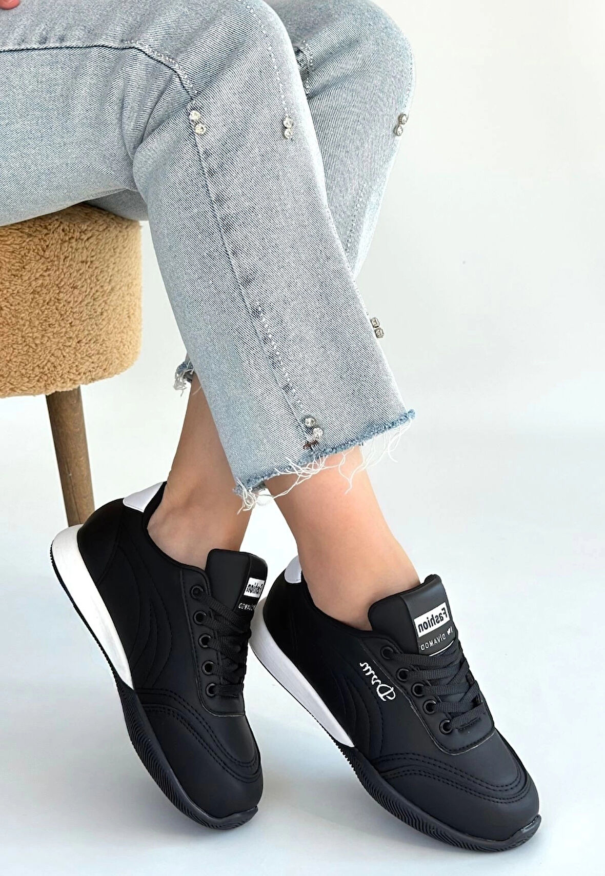 BİÇOMİ Tawen Siyah Cilt Bağcıklı Spor Ayakkabı