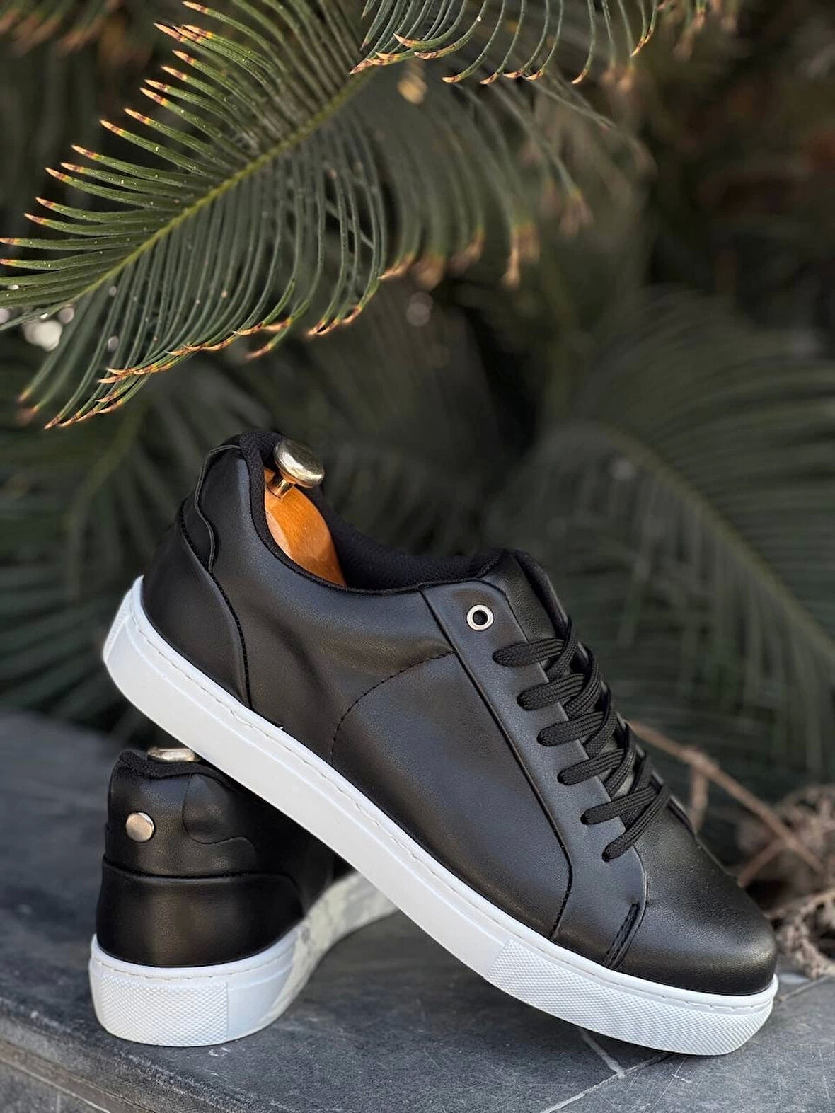 BİÇOMİ KB-BX1  Kuback Siyah Cilt Yüksek Beyaz Taban Günlük Erkek Ayakkabı