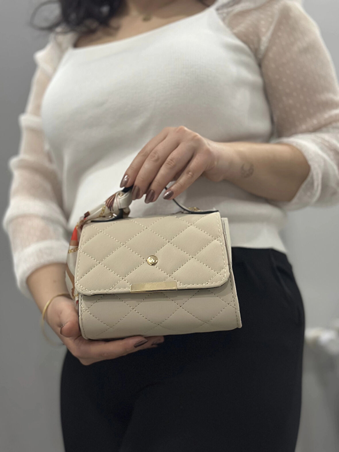 BİÇOMİ Bej cilt zoje çanta