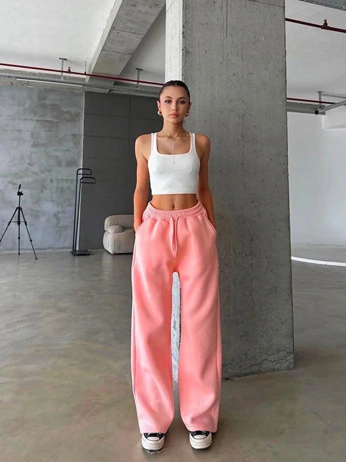 BİÇOMİ 3 iplik şardonlu oversize eşofman somon