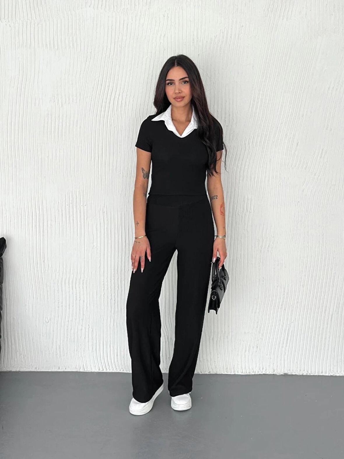 BİÇOMİ Ottoman kumaş beyaz gömlek yaka takım s4142