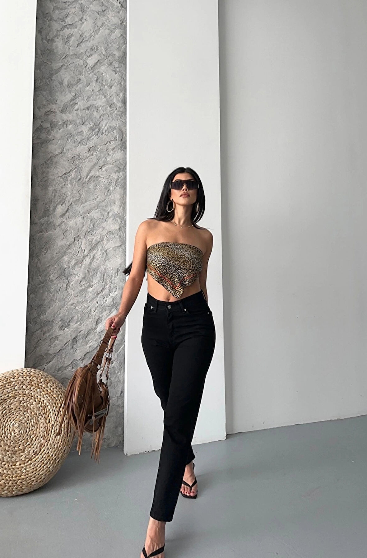 BİÇOMİ Mom fit enzim taş yıkama jeans pantolon siyah d2006