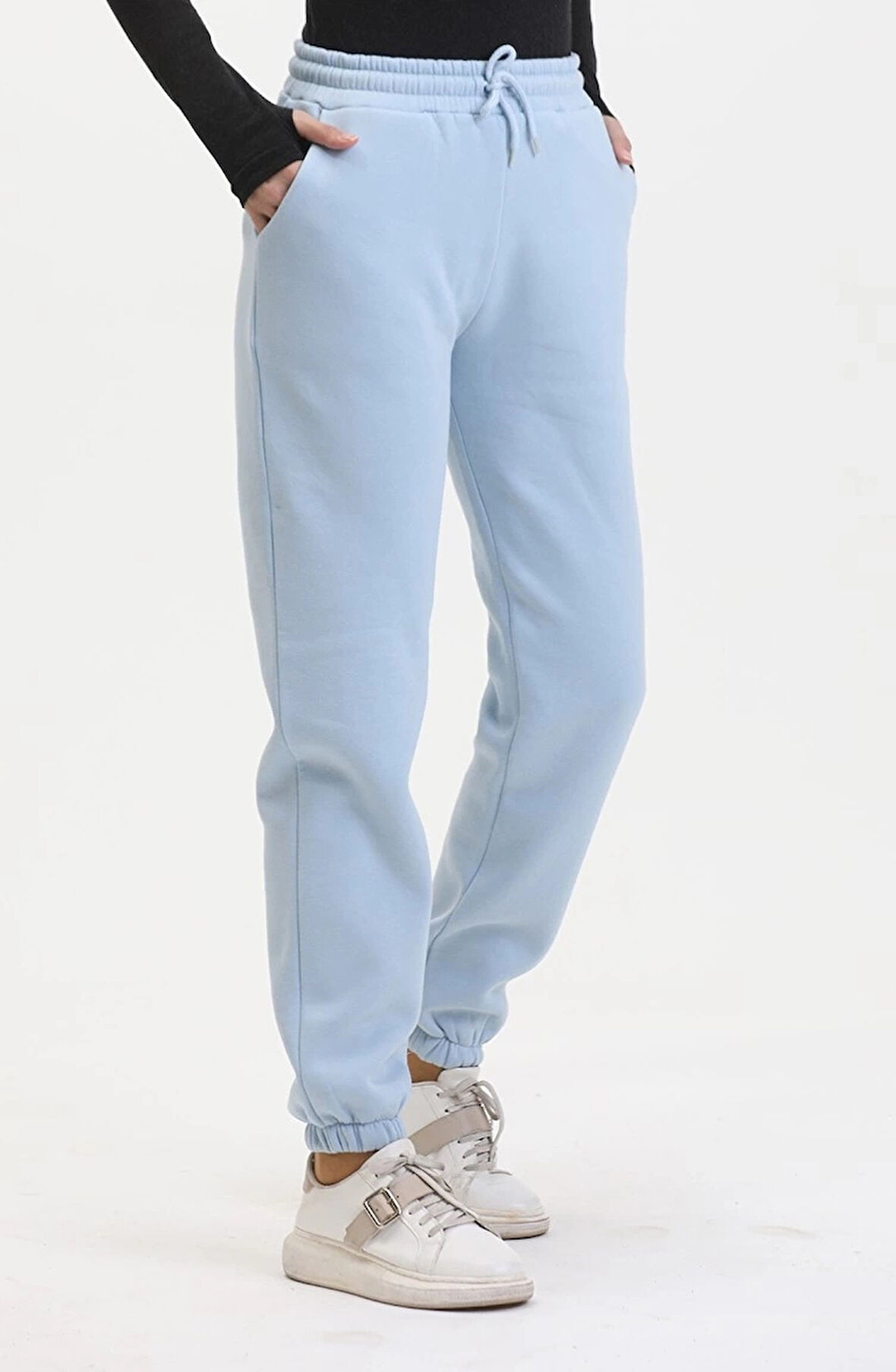 BİÇOMİ 3 iplik şardonlu paça lastikli eşofman bebe mavi is001