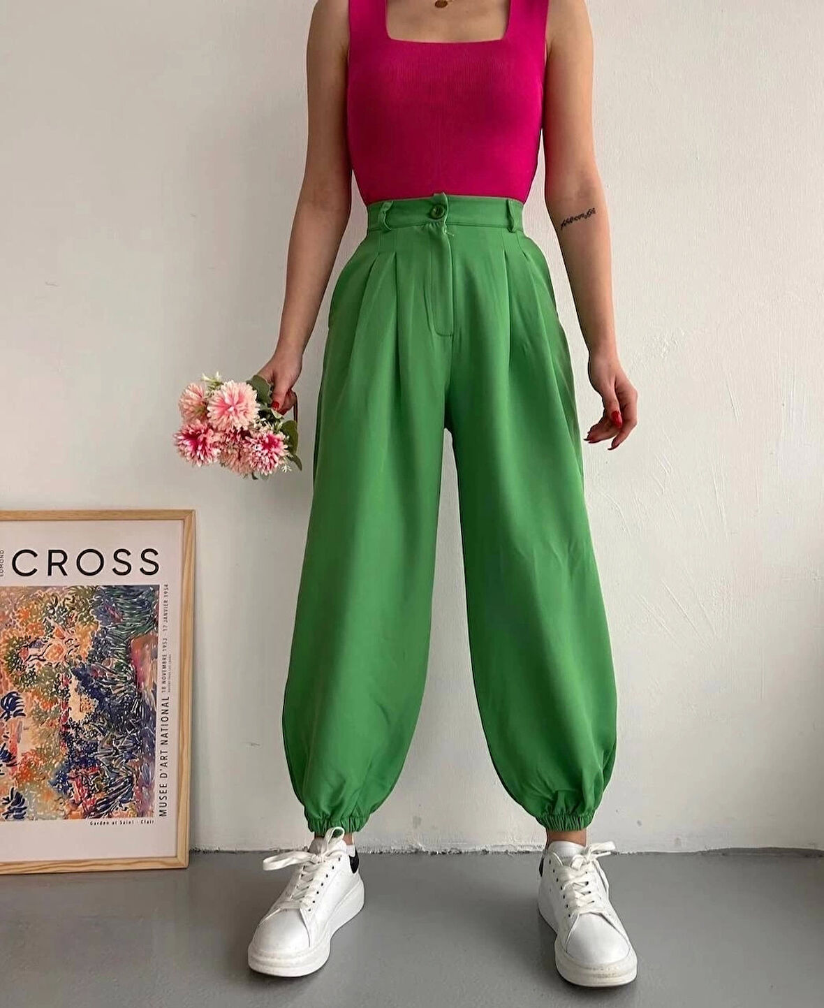 BİÇOMİ Şalvar pantolon yeşil s23202