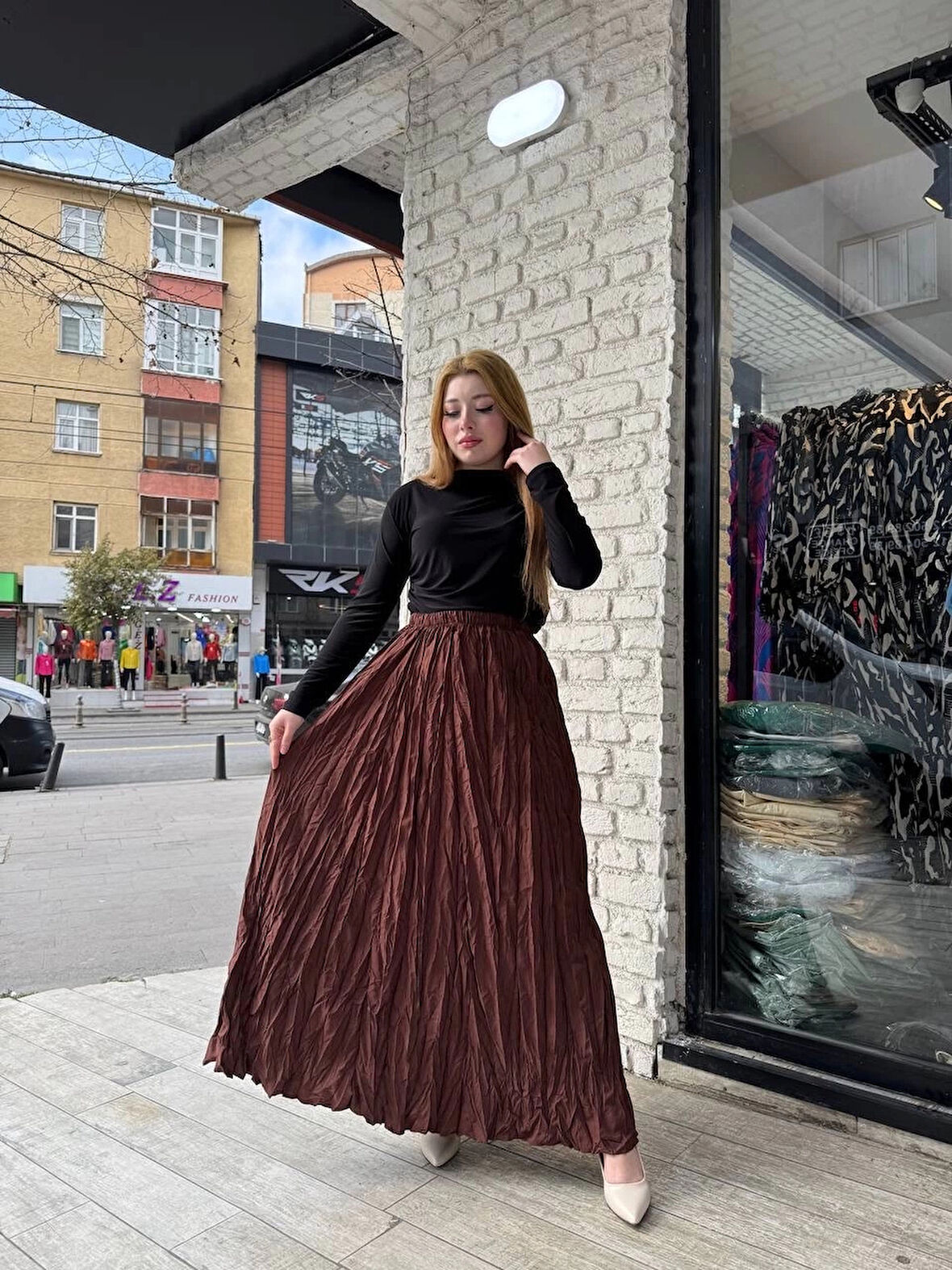 BİÇOMİ Kraş etek kahve