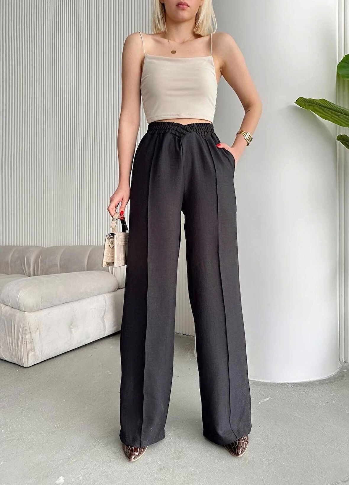 BİÇOMİ Beli çapraz pantolon