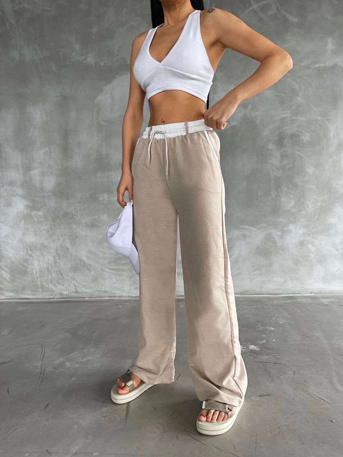 BİÇOMİ Garnili bol paça pantolon