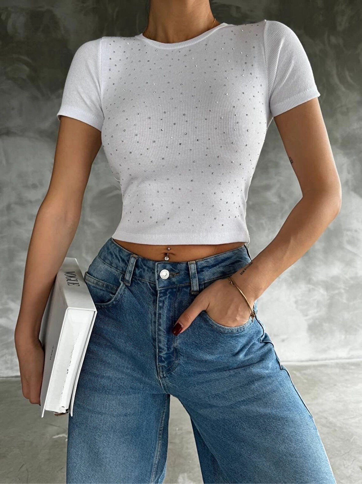 BİÇOMİ Taş baskılı kaş korse bluz