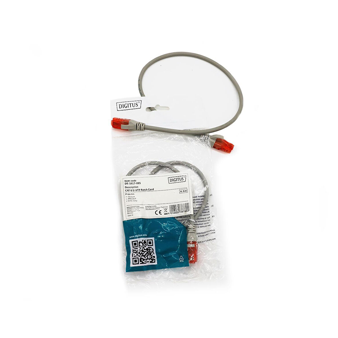 DİGİTUS PATCH CORD UTP CAT6 0.50 MT GREY (10'LU PAKET)