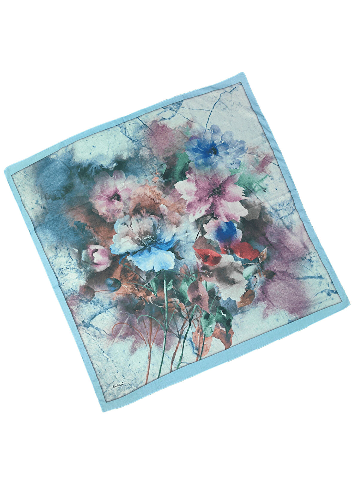 Enba Çiçek Desenli Pamuklu Eşarp 90x90 cm