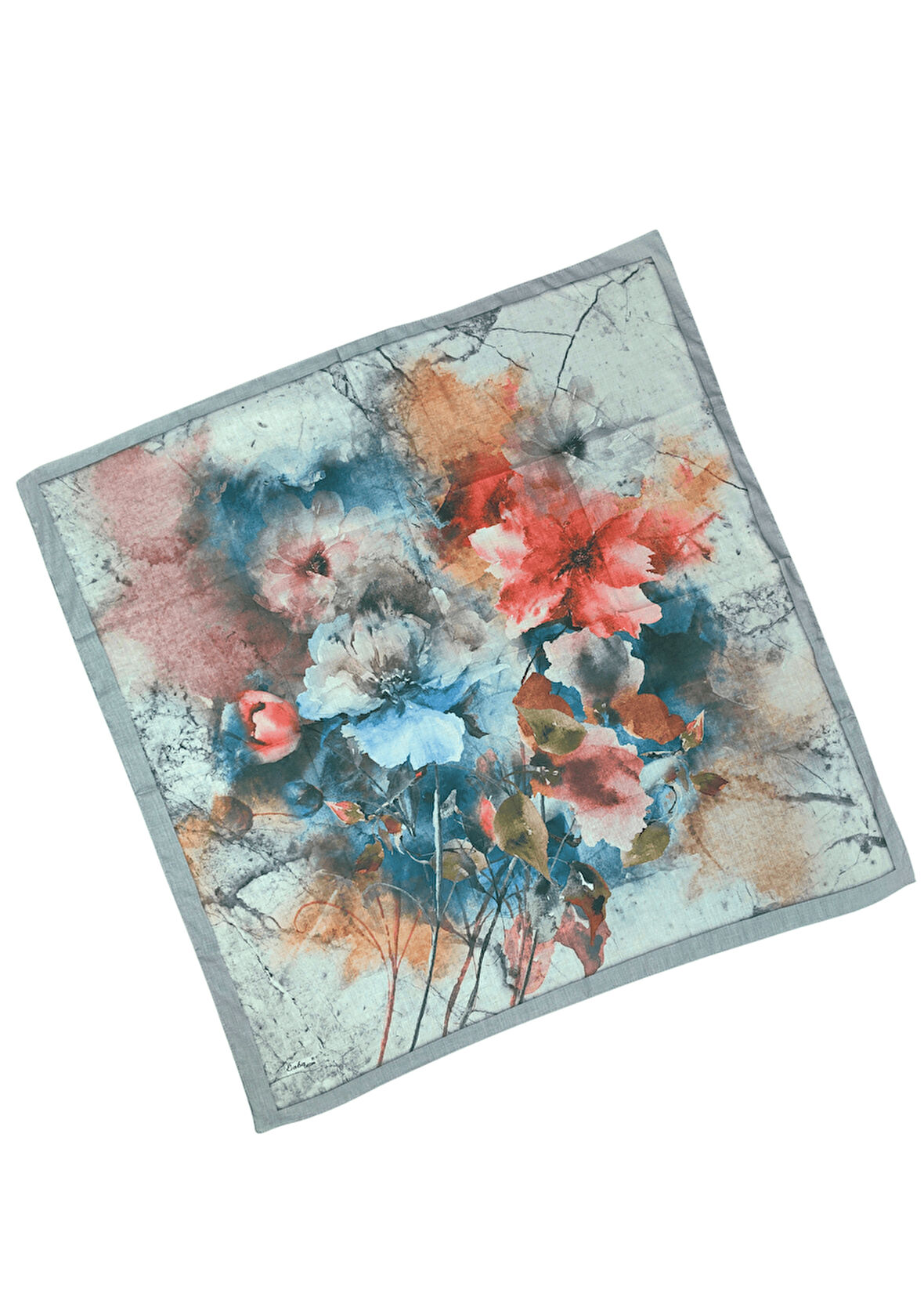 Enba Çiçek Desenli Pamuklu Eşarp 90x90 cm