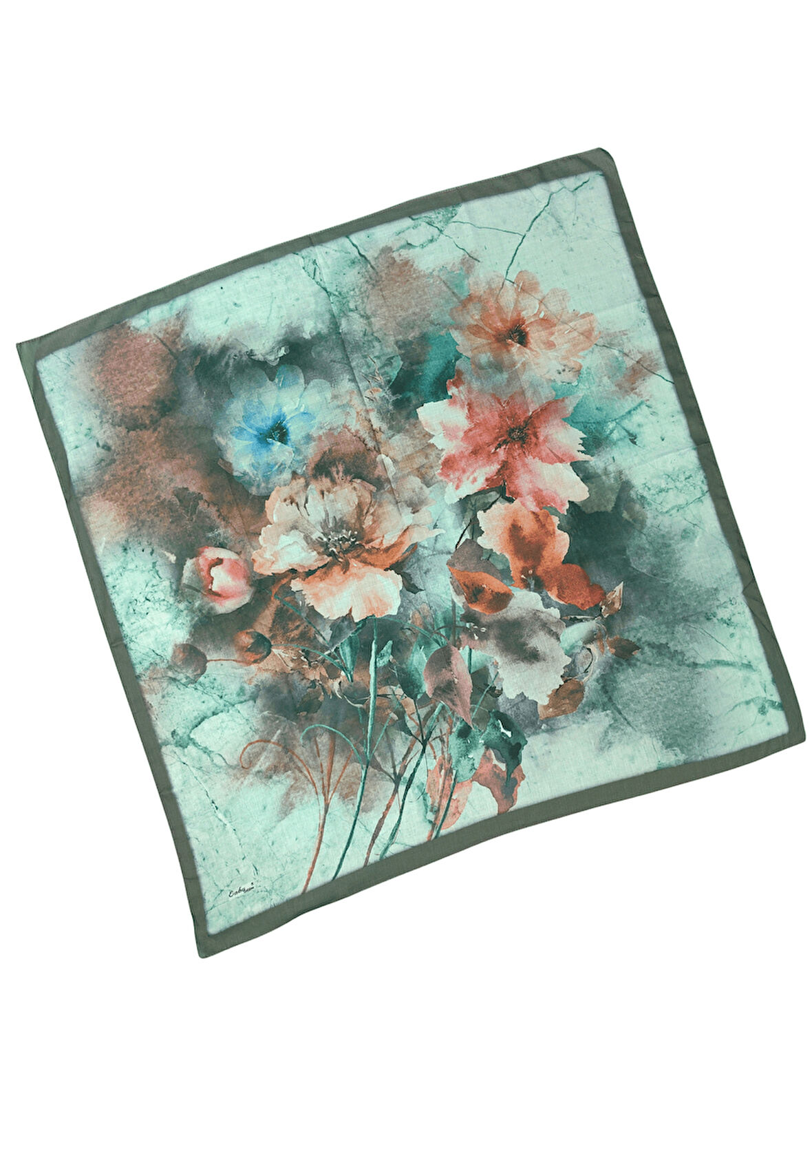 Enba Çiçek Desenli Pamuklu Eşarp 90x90 cm