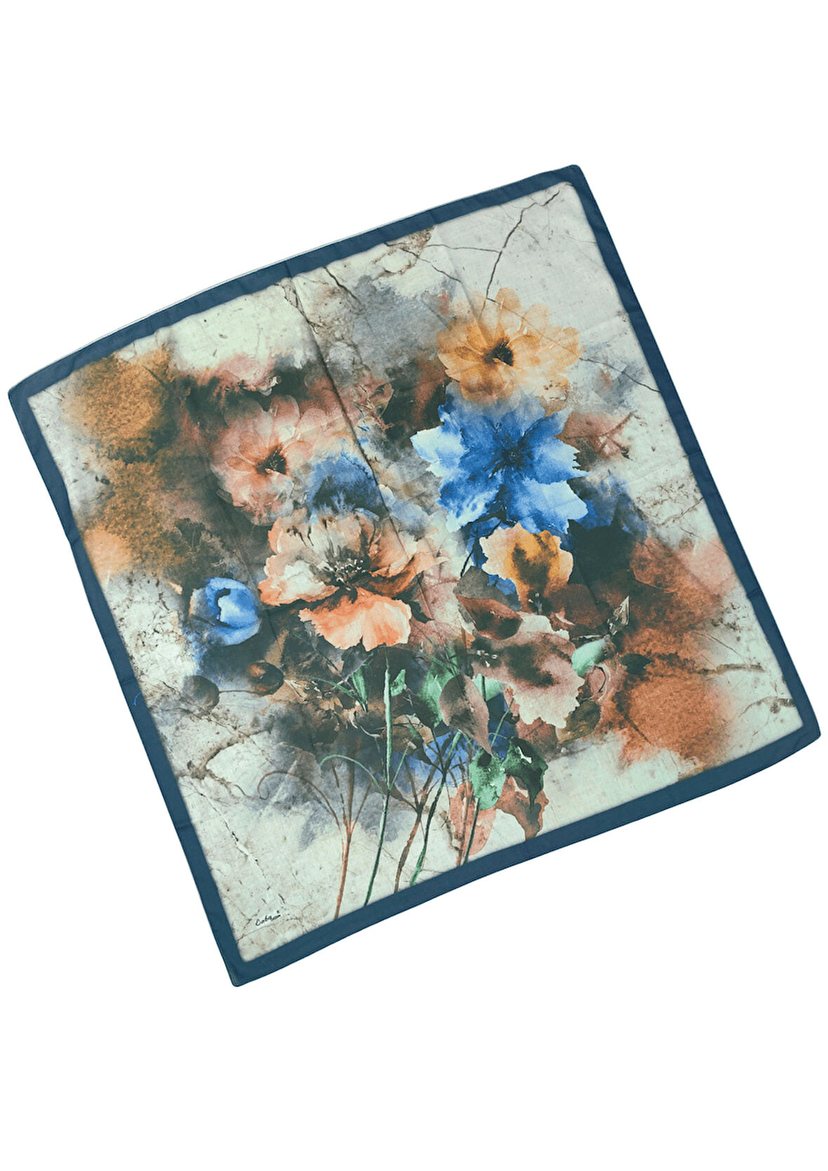 Enba Çiçek Desenli Pamuklu Eşarp 90x90 cm