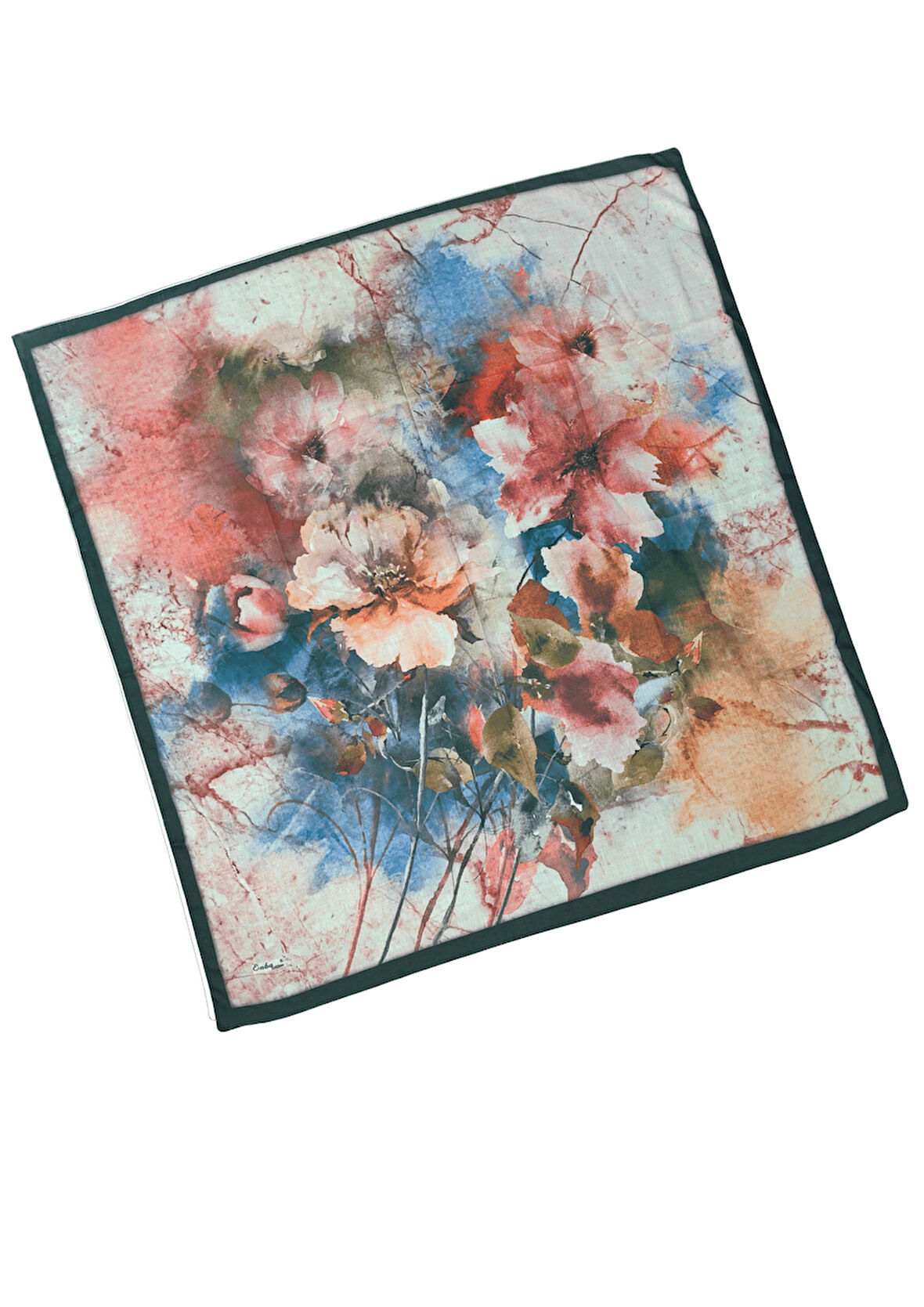 Enba Çiçek Desenli Pamuklu Eşarp 90x90 cm