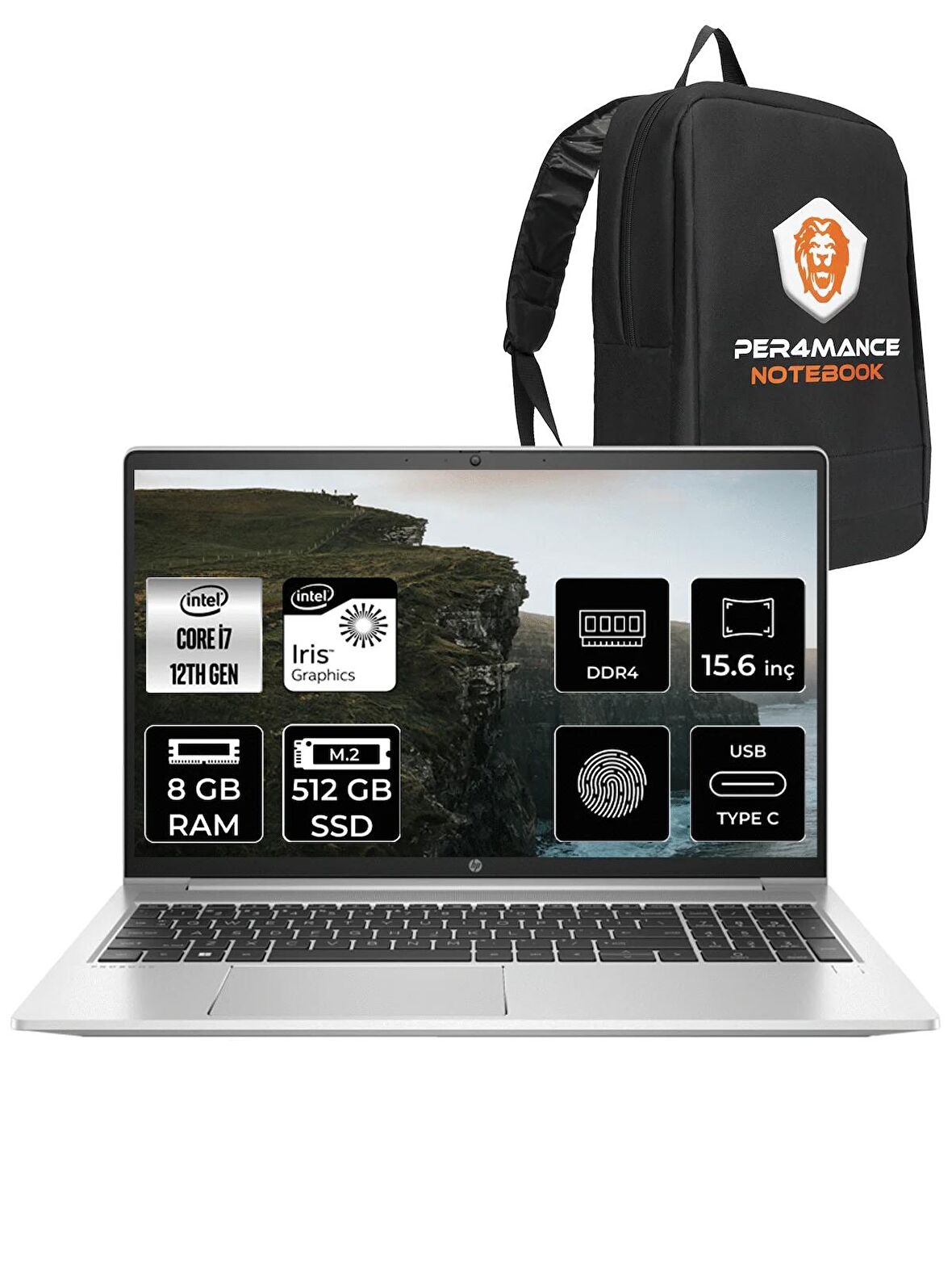 HP ProBook 450 G9 i7 1255U 8GB RAM 512GB SSD 15.6'' FHD FDOS 6S6X1EA & PER4 ÇANTA