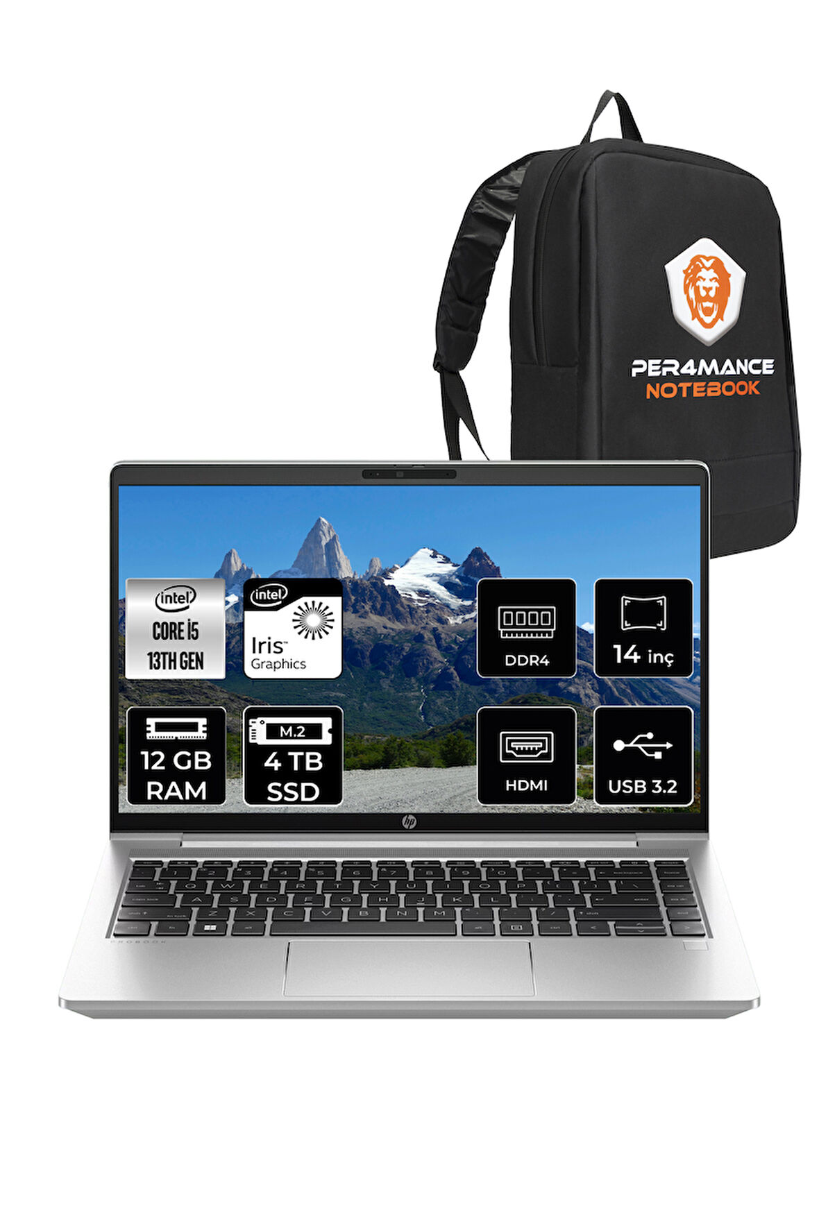 HP ProBook 440 G10 İ5 1334U 12GB RAM 4TB SSD 14'' FHD IPS FDOS Dizüstü Bilgisayar & PER4 ÇANTA 
