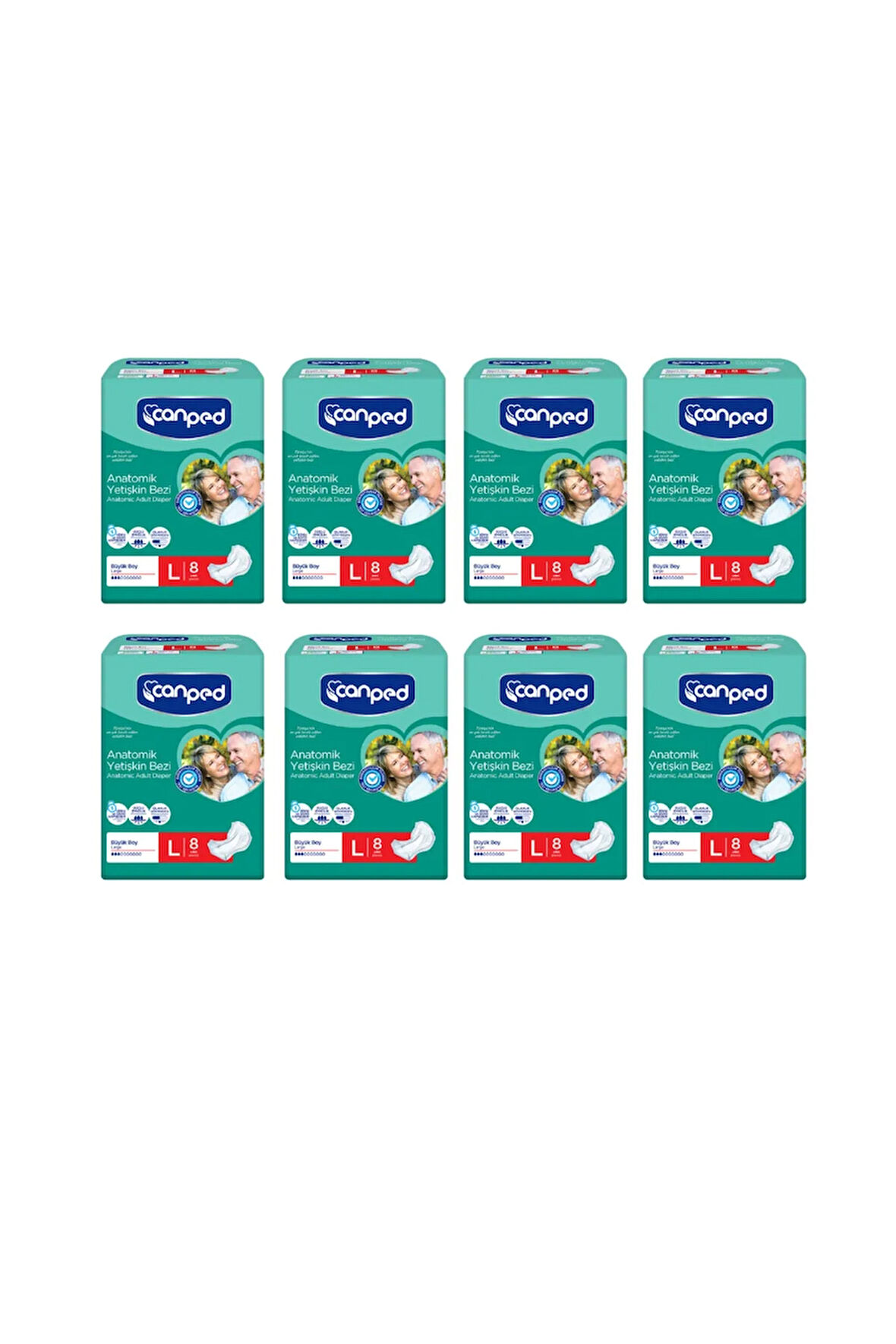 Anatomik Hasta Bezi Büyük Boy (L) 8'li 8 Paket 64 Adet