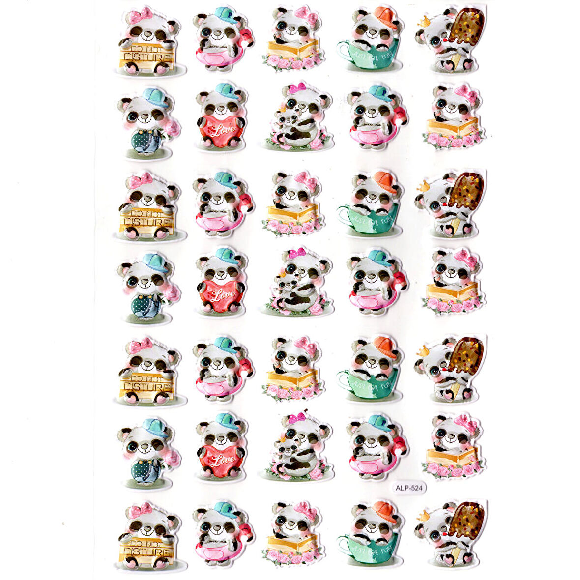 Sticker Kabartmalı A4 Boyutunda Stiker Defter, Planlayıcı Etiket-(lim524) - Şirin Panda