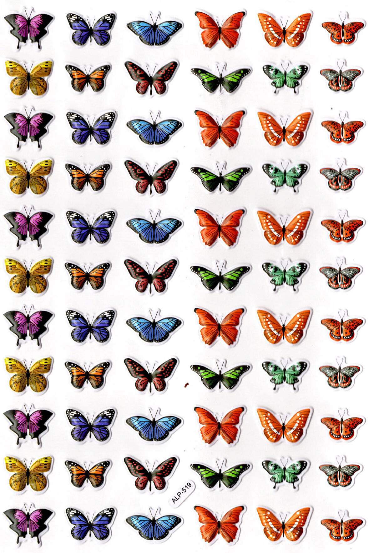 Sticker Kabartmalı A4 Boyutunda Stiker Defter, Planlayıcı Etiket-(lim519) - Renkli Minik Kelebekler