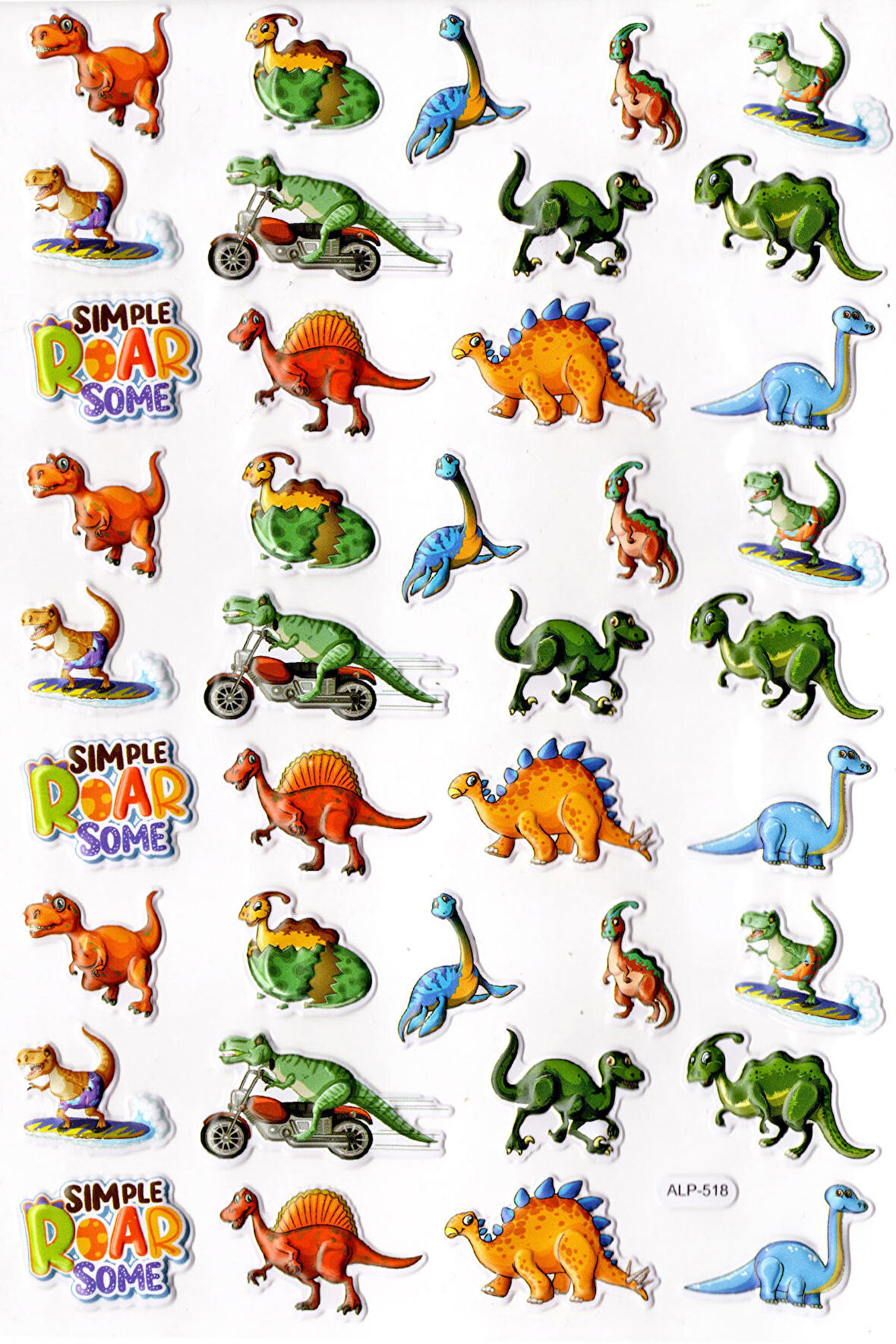Sticker Kabartmalı A4 Boyutunda Stiker Defter, Planlayıcı Etiket-(lim518) - Çılgın Motorcu Dinazorlar