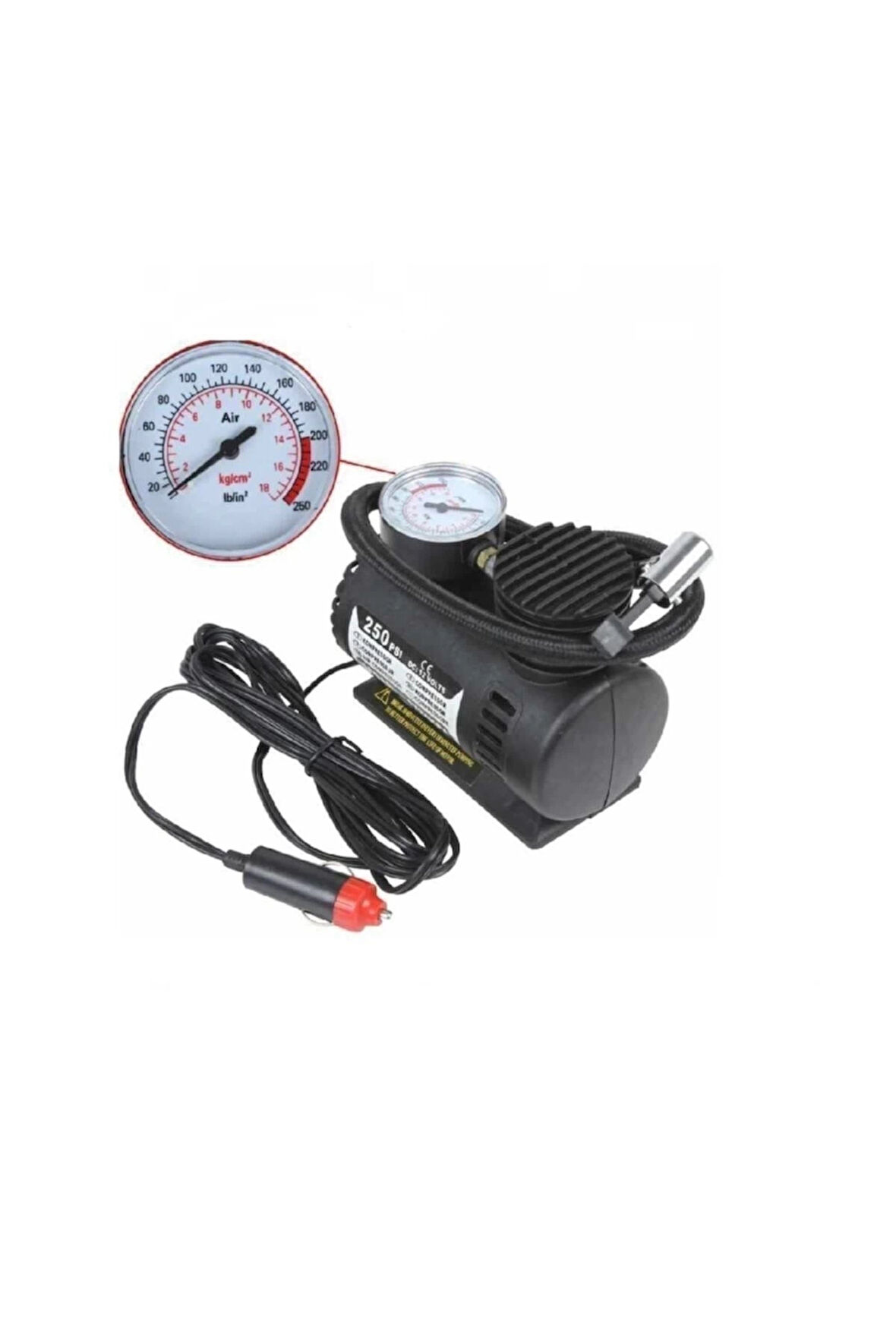 Oto Araç Mini Kompresör Ha Kompresörü 12 V 250 Psı Araba Ha Pompası Lastik Şişirici Taşınabilir