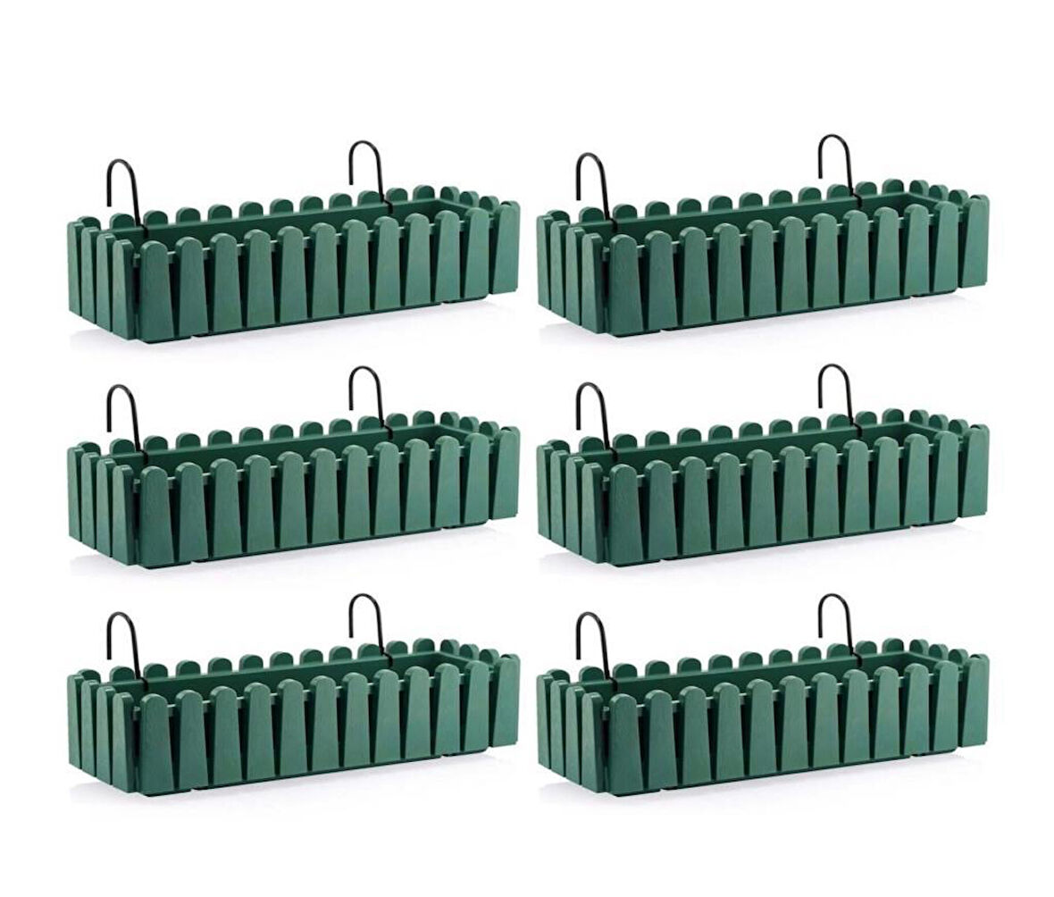 Omnipazar SO-İB03 Askılı Balkon Saksı Takım 14 lt Yeşil 6 Adet