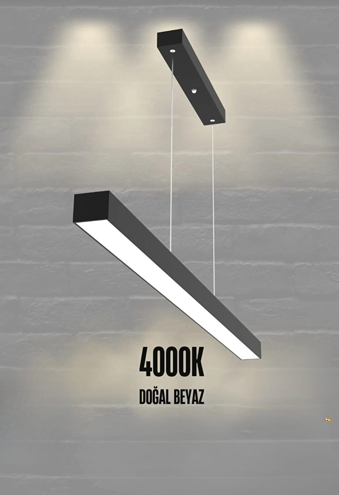 Lineer 80cm ( Siyah Kasa, Doğal Beyaz Işık ) Sarkıt Modern Led Avize, Salon, Mutfak, Masaüstü Avize