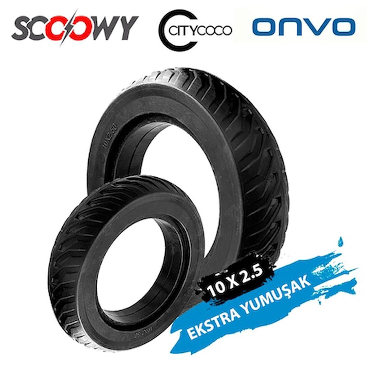 Scoowy-Onvo-Citycoco T4 10 x 2.5 Elektrikli Scooter Dolgu Lastik