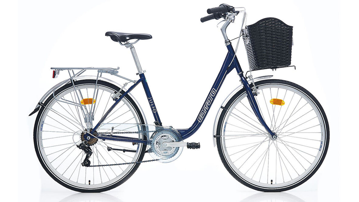 Carraro Julio 28" Jant 43 CM Kadro 21 Vites Çamurluklu Bagajlı Sepetli Şehir Bisikleti 