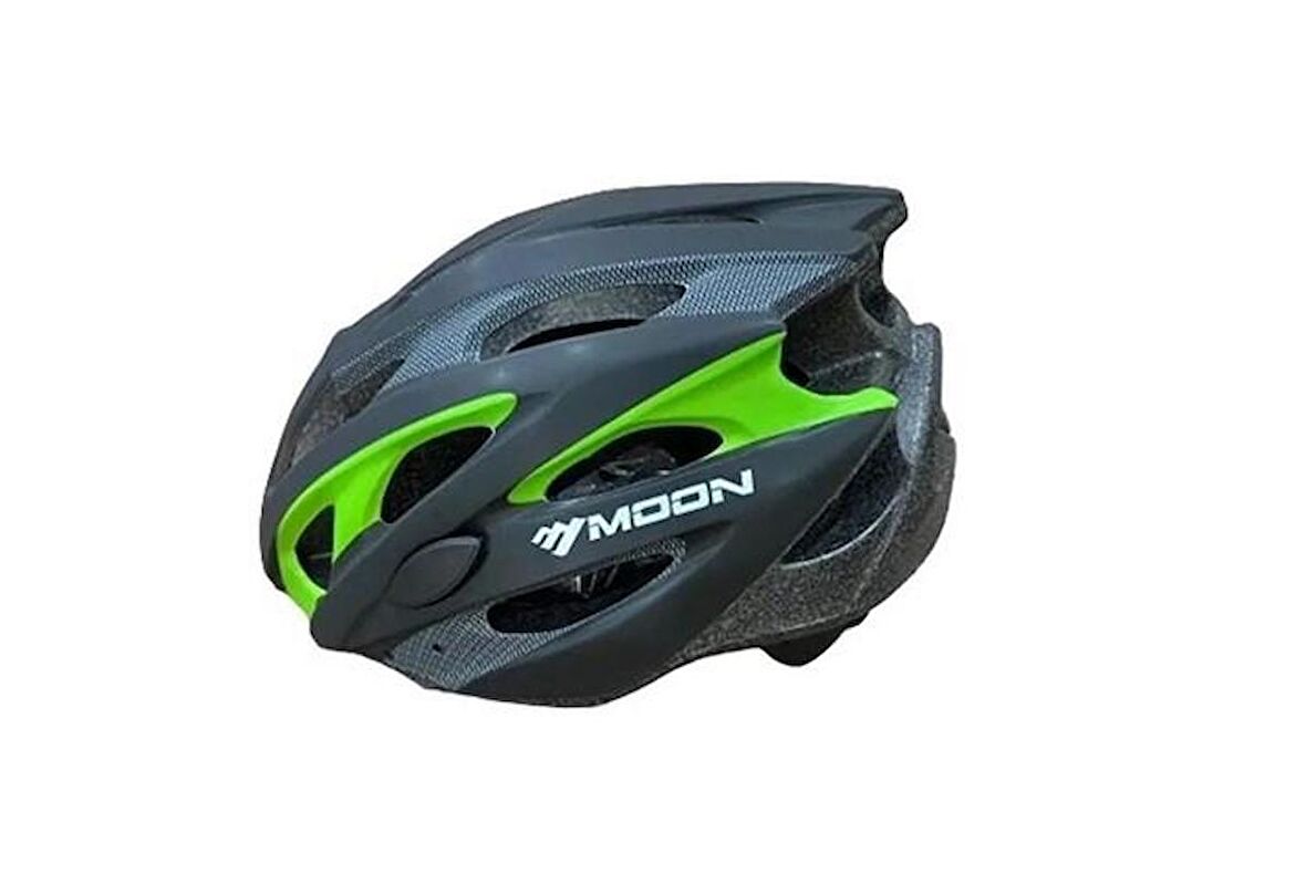 Moon MTB Bisiklet Kask MV29 Flaşörlü M Beden Bisiklet Kaskı Medium Mat Siyah / Yeşil