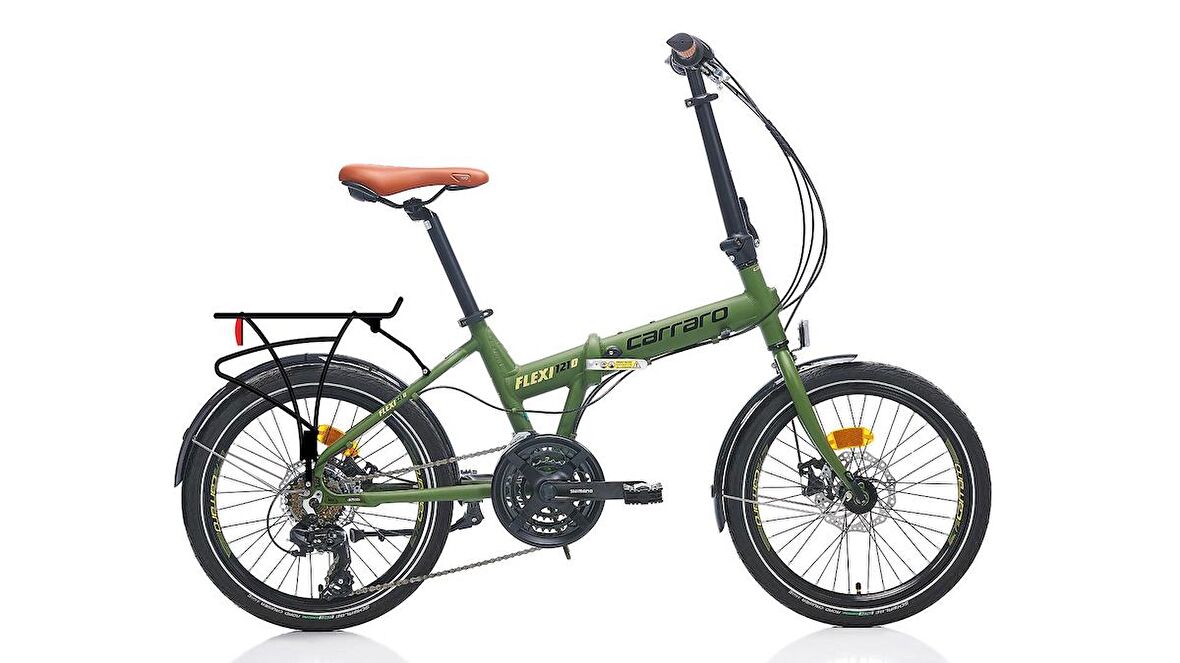Carraro Flexi 121D MD 20" 35 CM Kadro 21 Vites Unisex Katlanır Bisiklet Haki Yeşil Siyah