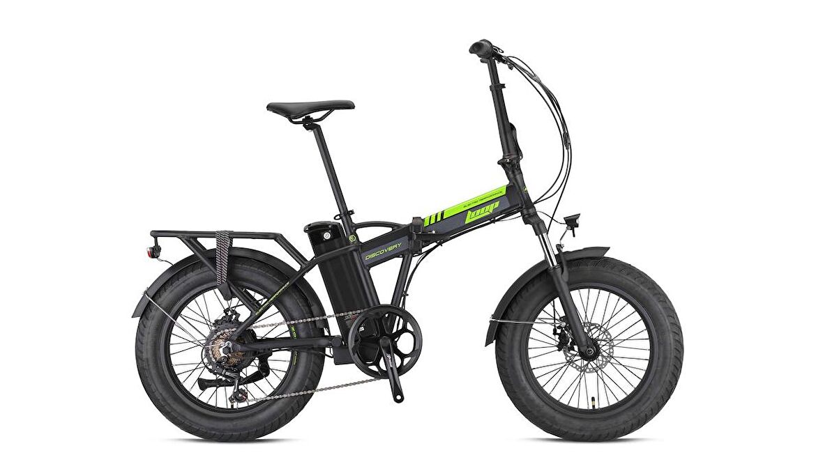 Kron Loop Discovery 20" Jant Fat Bike 7 Vites Elektrikli Katlanır Bisiklet Siyah Sarı