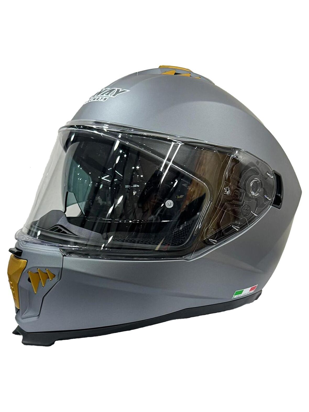 Sway 865 Full Face Double Visor Güneş Gözlüklü Kapalı Motosiklet Kaskı M Beden Mat Gri