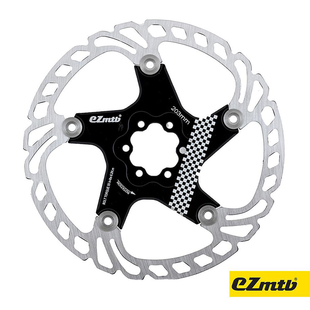 EzMTB 203mm Bisiklet Disk Fren Rotoru 203mm 6 Vida MTB Performans Rotor Siyah