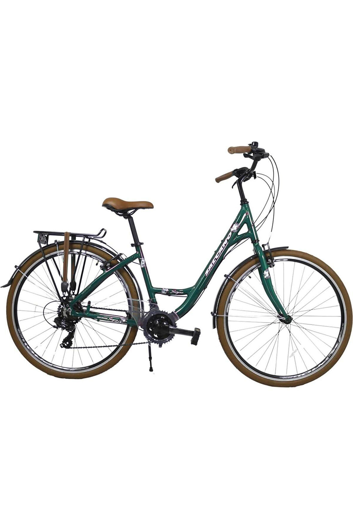 Salcano Sarajevo Unisex V-Fren 26" Jant 21 Vites Şehir Bisikleti Mat Yeşil Beyaz