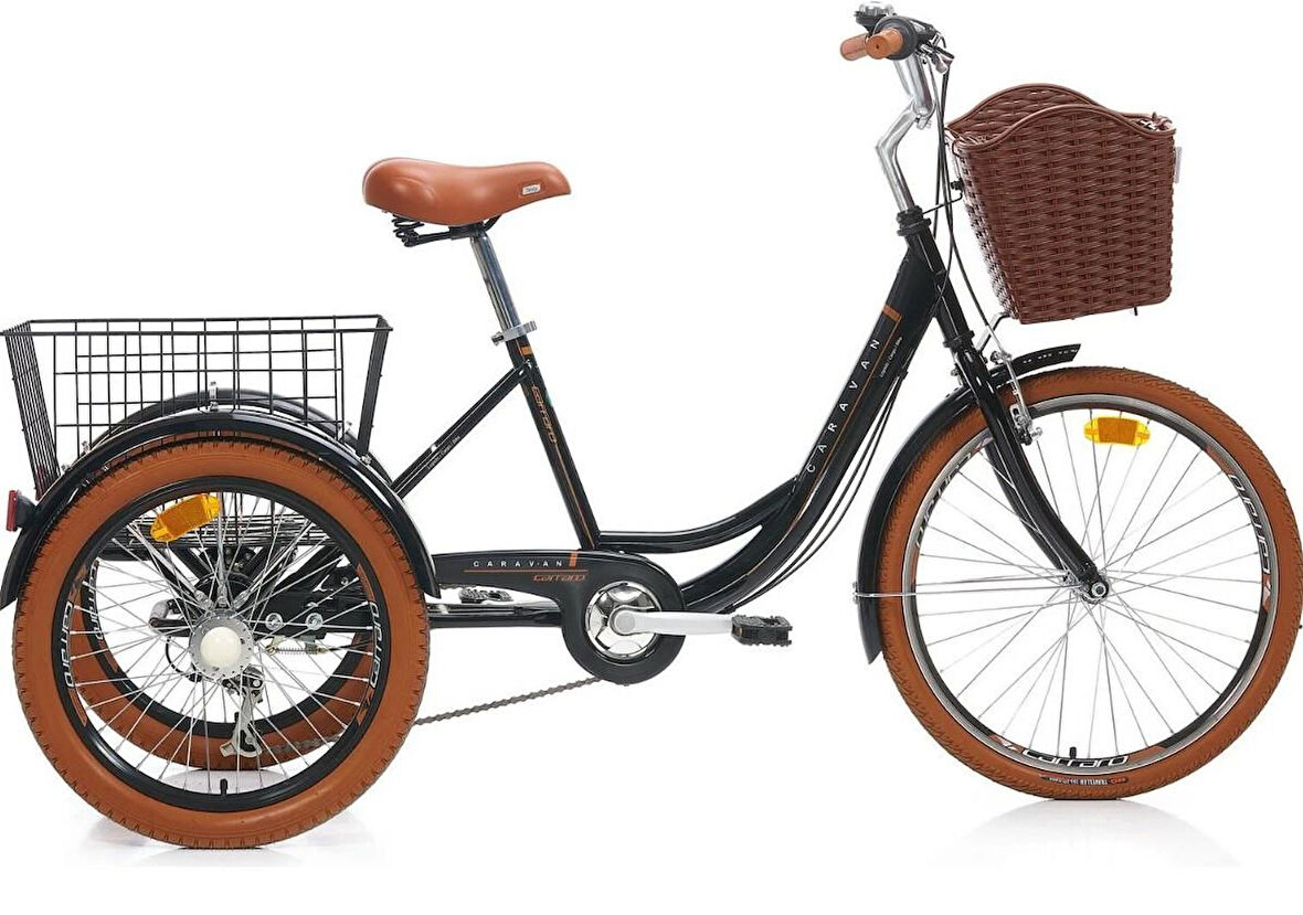 Carraro Caravan 24 Jant 410H 6-V VB Katlanabili Kargo Bisikleti Siyah Kahverengi Hizmet Bisikleti