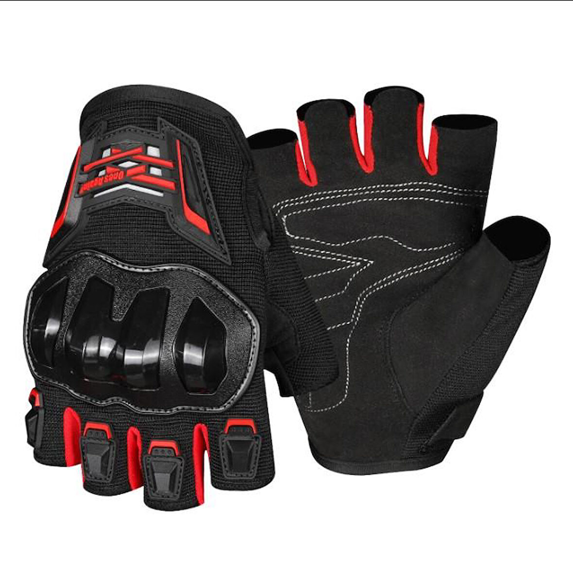 Ones Again Mg14D Su Geçirmez Parmaksız Motosiklet Eldiveni Kırmızı M Beden