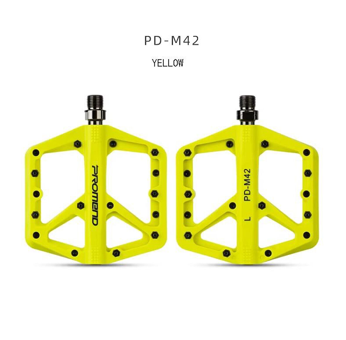 Promend Renkli Platform Pedal MTB Freeride Kaymaz Rulmanlı Plastik Pedal Ultra Hafif Sarı Renk