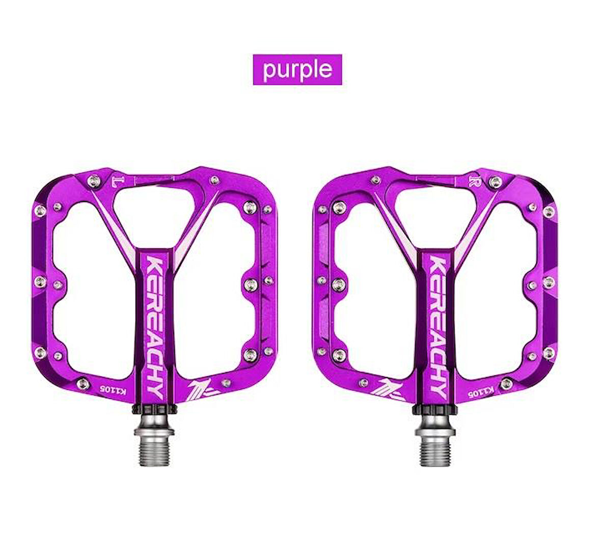 Kereachy 3 Rulmanlı Alüminyum Alaşımlı Mtb Freeride Bmx Geniş Platform Bisiklet Pedalı Mor