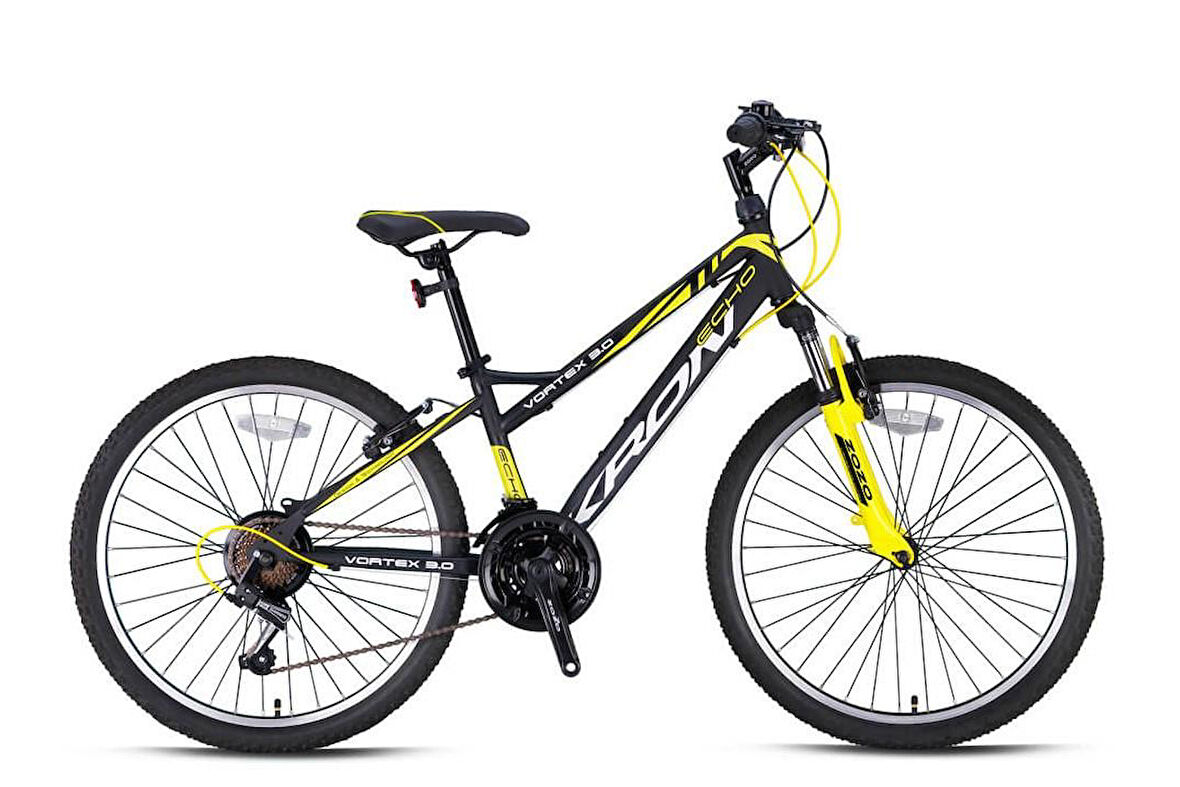 Kron VORTEX 3.0 26 Jant 21 Vites V-Fren Çelik Dağ Bisikleti Siyah Sarı Kron Vitesli Bisiklet
