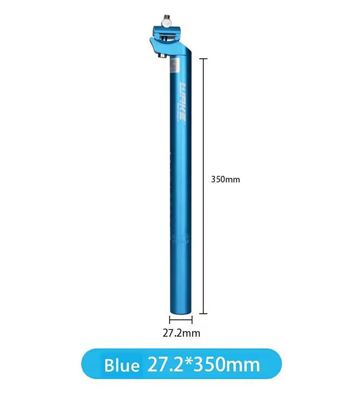 XBYC 679 Wake Sele Borusu 27.2mm çap x 35cm uzunluk Hafif Renkli Bisiklet Koltuk Borusu Mavi Renk